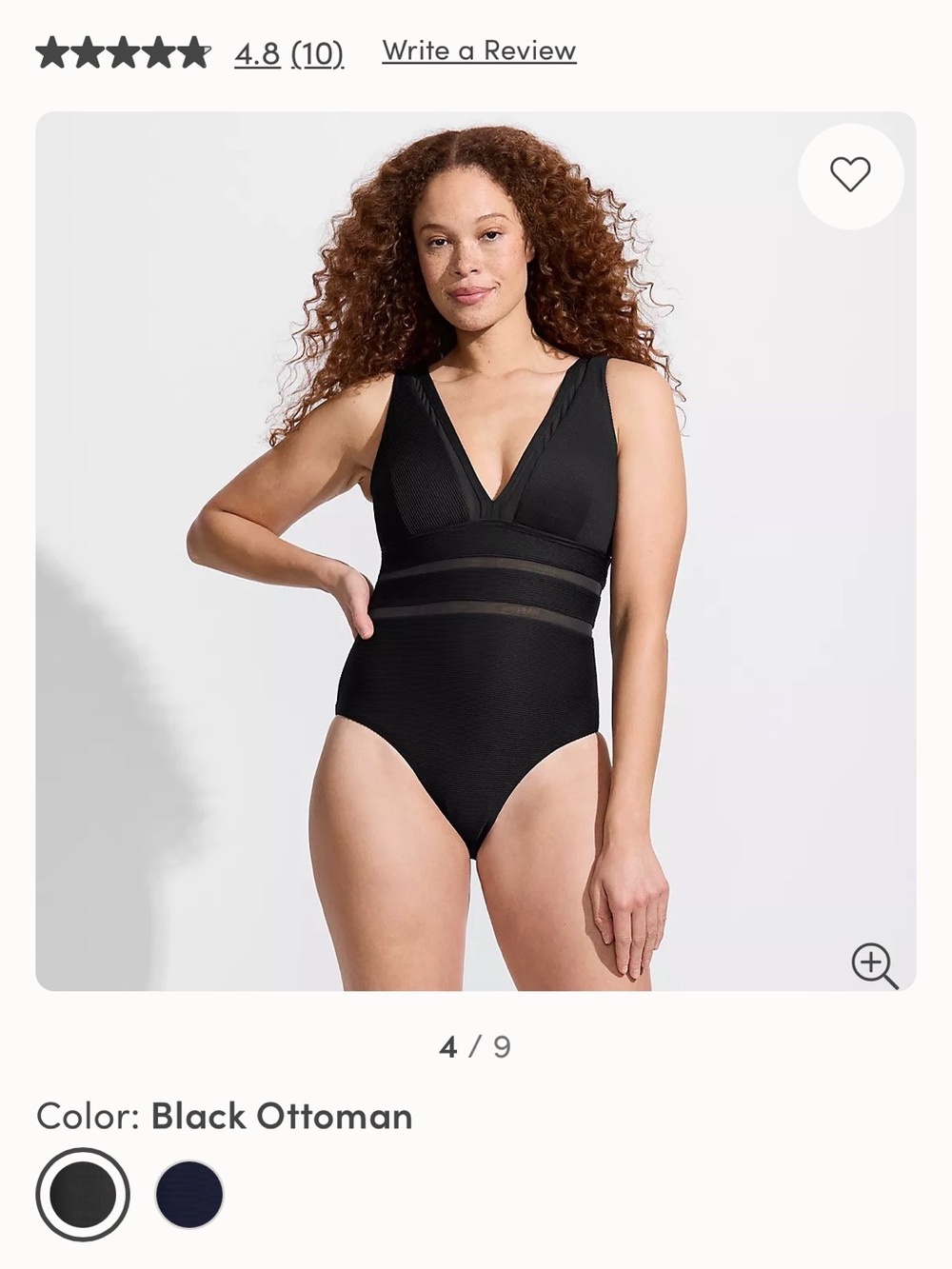 Lands' End Black V-Neck One-Piece Swimsuit size 12 NEW